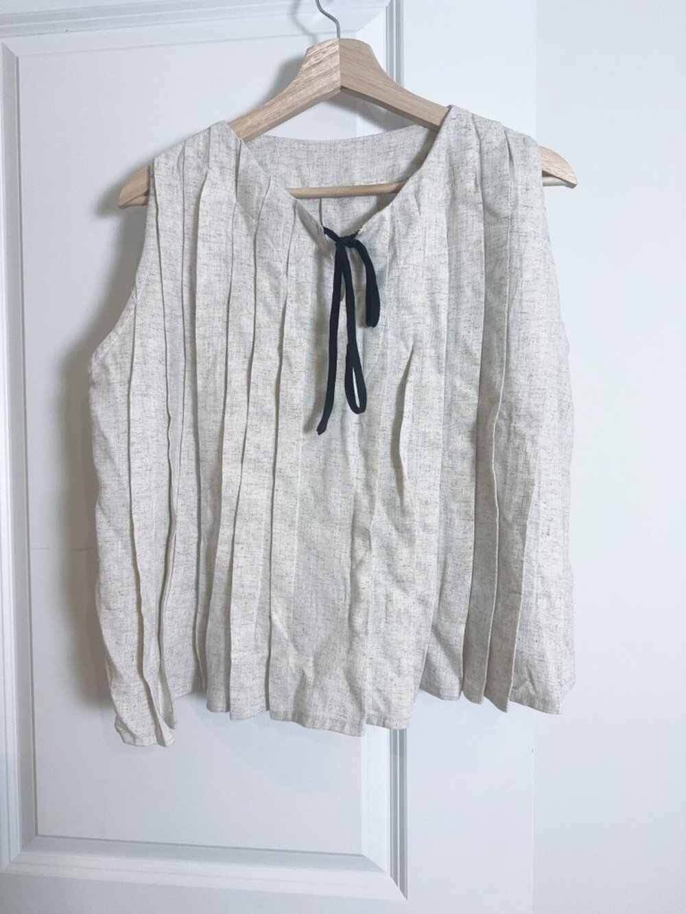 NEW Thai Cotton Pleated Sleeveless Top Natural Linen Color Boho Blouse